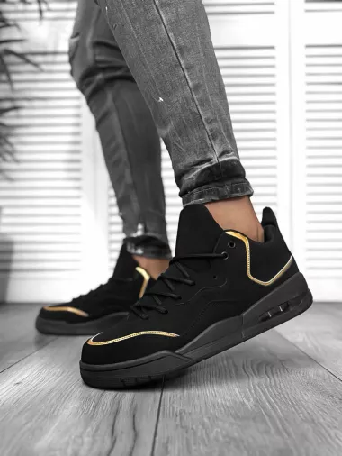 Adidasi barbati casual, negru cu auriu 5919